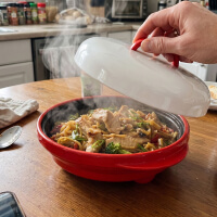 Chicken and broccoli in the Rocket Chef